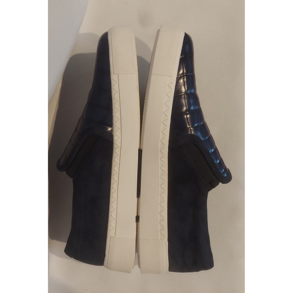 Via Spiga Womens Navy Maliah Croc Embossed Leather & Suede Sneakers Size 8.5 ❤️ - Picture 6 of 10